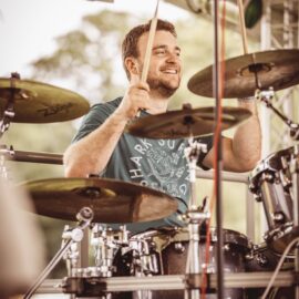 Pounding the drums at T1 Fest Salisbury rock band