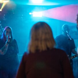 The crowd enjoying rock covers band, Solarbird